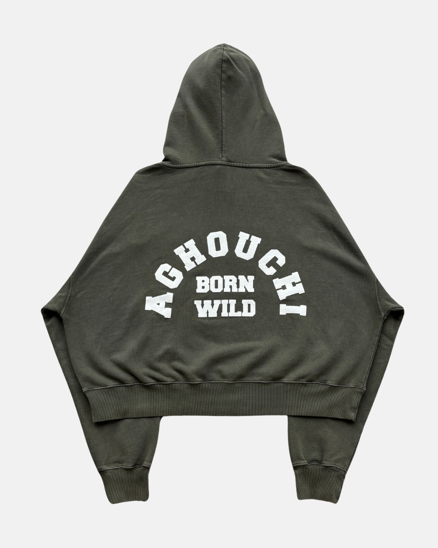 BORN WILD HOODIE - COLOR MILITAR GREEN